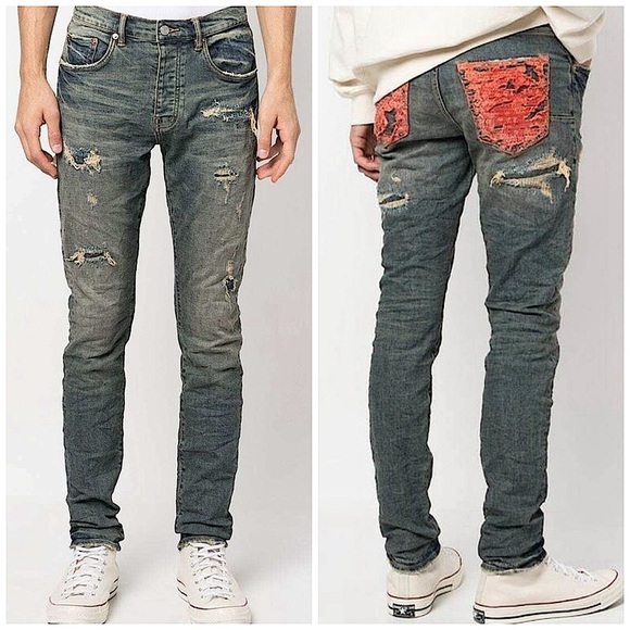 PURPLE BRAND Destroyed Patch Skinny Jean 40 - Picture 1 of 15